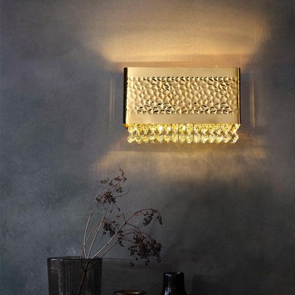 

wall lamp modern bedside gold crystal for bedroom living room decoration home lighting luxury led crystals sconce lights fixture