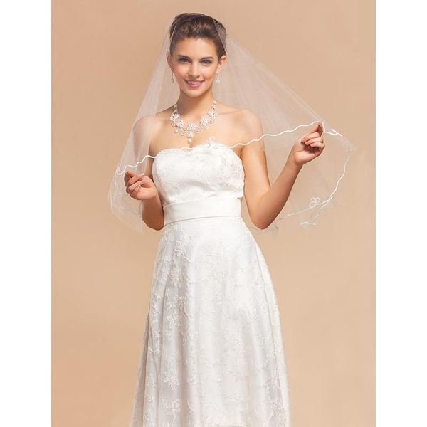 

bridal veils lan ting bride one-tier pencil edge wedding veil elbow 53 59.06 in (150cm) tulle a-line, ball gown, princess, sheath, Black