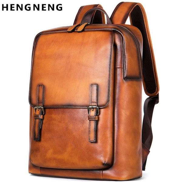 

school bags men's backpack fashion trend leisure business travel bag leather large capacity schoolbag computer