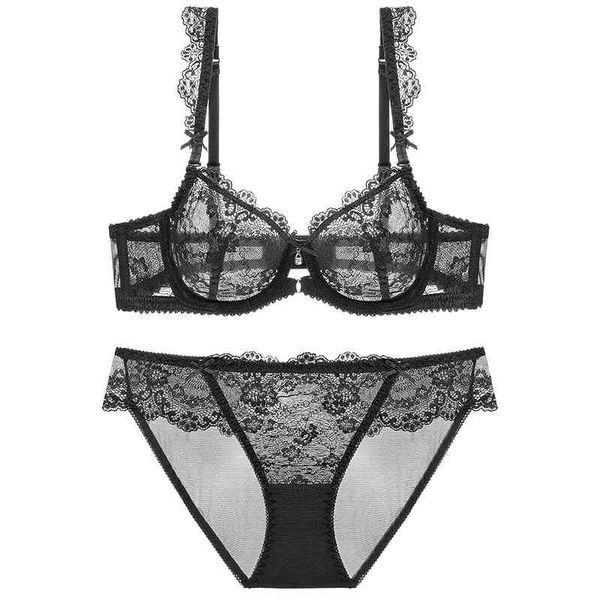 

ultra thin underwear perspective lace bra no sponge suit 9168 steel, Red;black