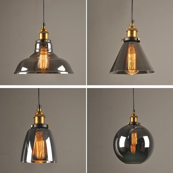 

pendant lamps loft restaurant lights industrial smoky glass vintage dining lighting retro cafe bar hanging lamp e27