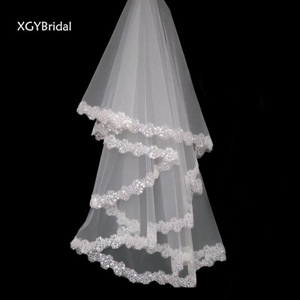 

bridal veils 1.5m long wedding with comb white ivory velos de novia polyester lace eage for mariage arrival accessories, Black