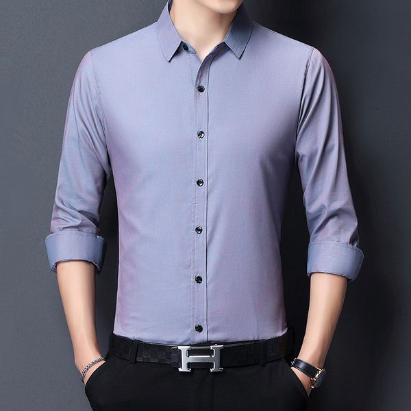 

2021 spring and autumn middle-aged long sleeved men's solid color loose shirt dad's lapel cardigan, Black