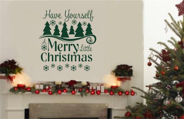 

wall stickers give yourself a merry christmas decoration decalchristmas tree home store door and window sticker 10