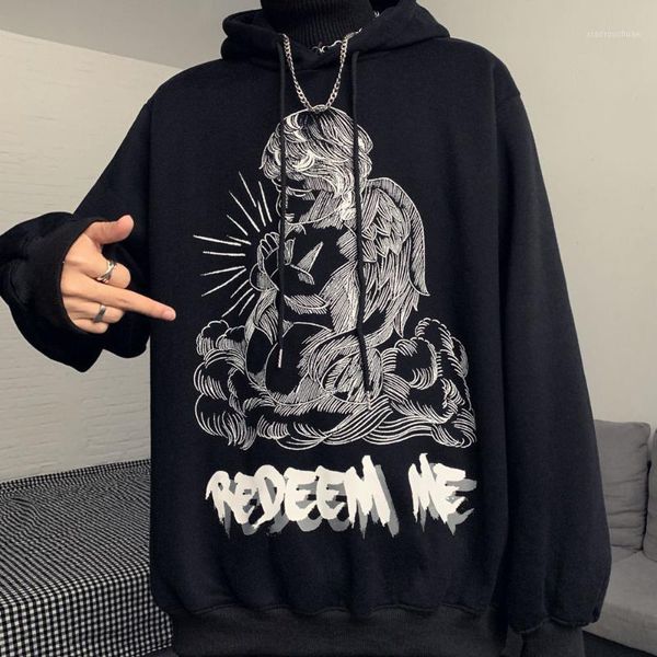 

men's hoodies & sweatshirts black hip hop streetwear funny autumn hoodie male harajuku pullover korean hoody oversized femme