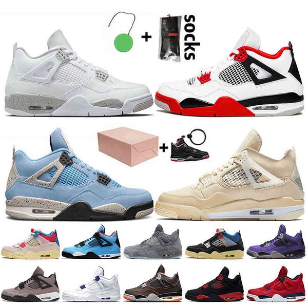 

2022 with box jumpman 4 4s mens basketball shoes fashion womens sneakers retro white oreo fire red university blue sail off trainers