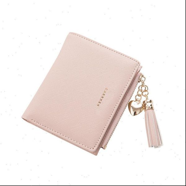 

tassel women wallet small cute short leather wallets zipper purses portefeuille female purse clutch, Red;black
