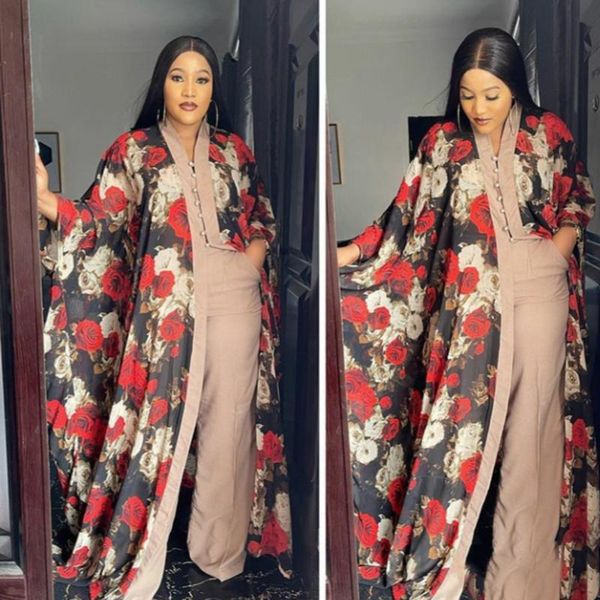 

ethnic clothing african dashiki dress pant set 2pcs suits floral muslim abaya kimono long robe gowns jubah ramadan eid arab islamic lad, Red
