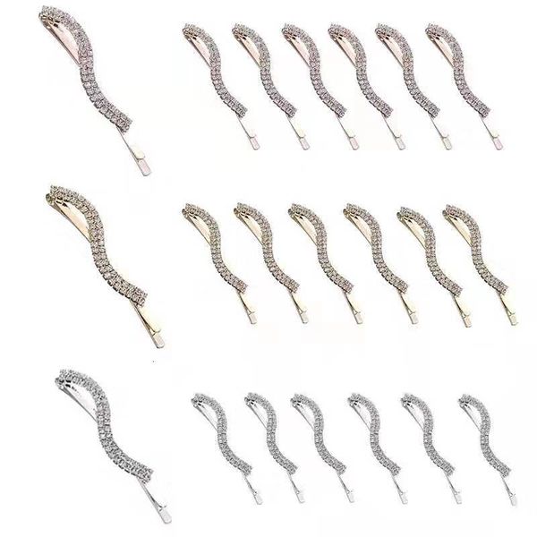 

simple s double row clip fashion diamond bangs side clip accessories on hairpin accessories, Golden;silver