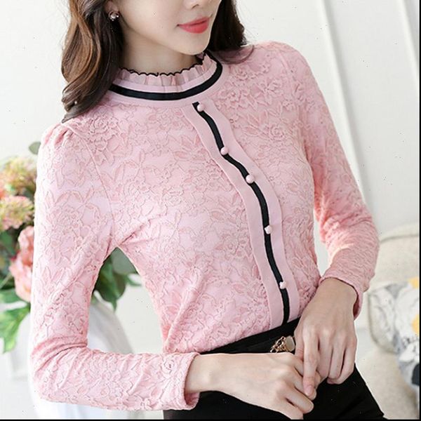 

elegant long sleeve stand womens blouses puff solid plus size 3xl, White