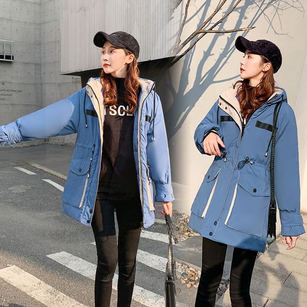 

coat downs Down Women New Windproof Warm Spring Jacket High Quality Hooded Fashion Women's Parkas Vintage Casual, Black