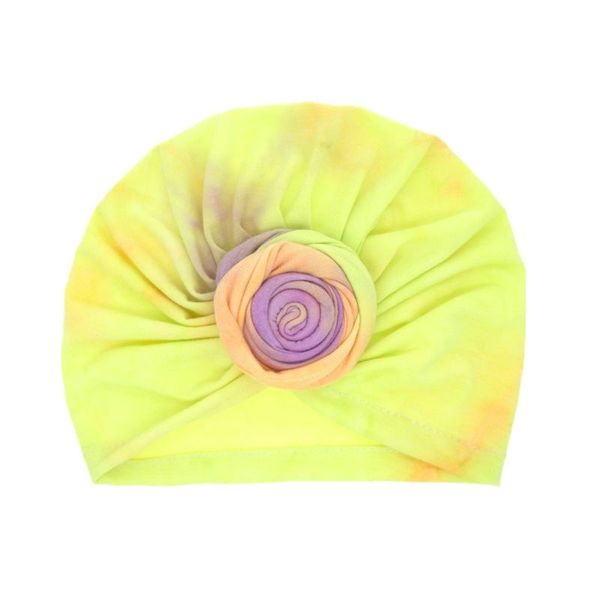 

born baby boy girl tie-dye hat headwear beanie turban accessories caps & hats, Yellow