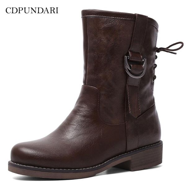 

boots cdpundari combat for women ankle ladies platforms winter shoes woman, Black