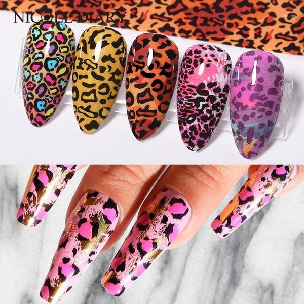 

nail foils leopard print stickers paper art transfer sticker decals plastic nails slide accessories diy1, Black