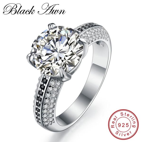 

cluster rings [black awn] neo-gothic 4.5g 925 sterling silver jewelry trendy wedding for women engagement ring femme bijoux bague c124, Golden;silver