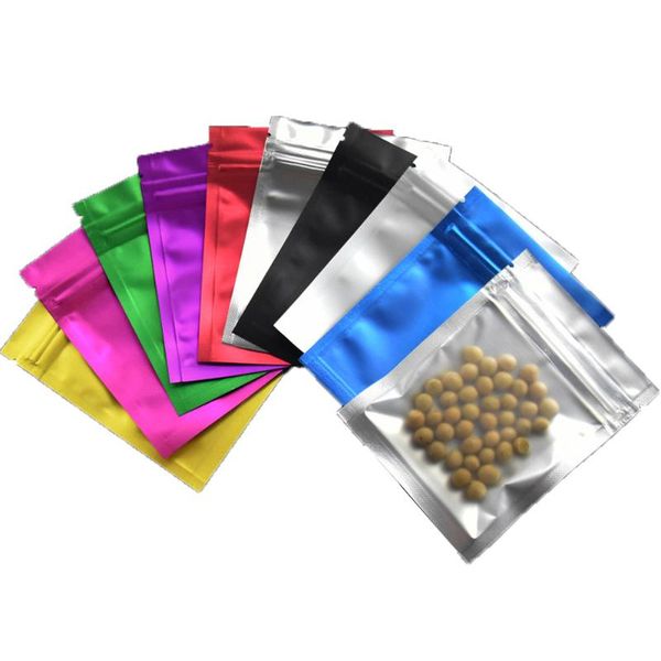 

storage bags 100pcs clear plastic matte aluminum mylar foil bag self grip seal tear notch snack cookies pack pouches