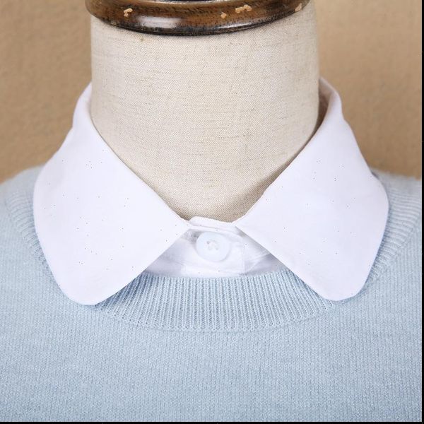 

korean style fake collar autumn womens blouses elegant white chiffon vintage half shirt detachable