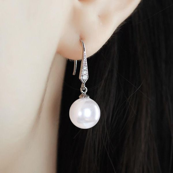 

genuine 925 sterling silver long short pearl drop earring jewelry women fine aros mujer oreja girls orecchini dangle & chandelier