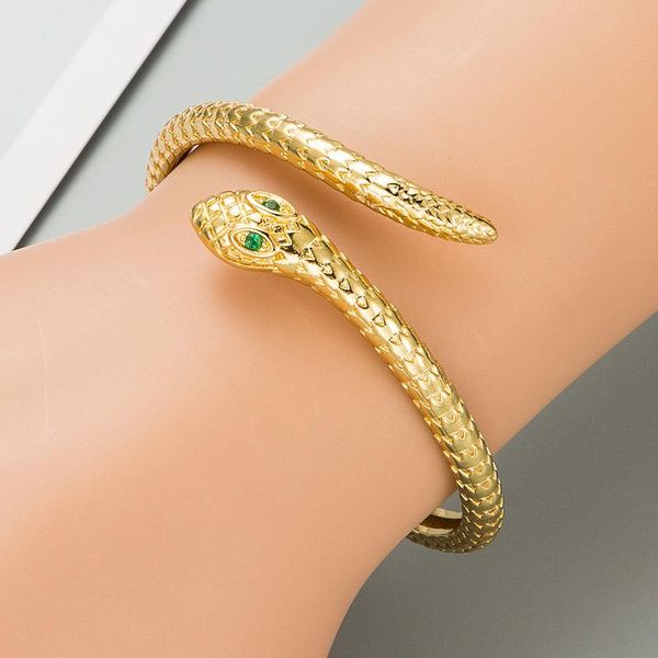 

bangle crystal snake bracelet women gold diamond-studded upper arm cuff openings adjustable exaggerated jewelry gift for girls, Black