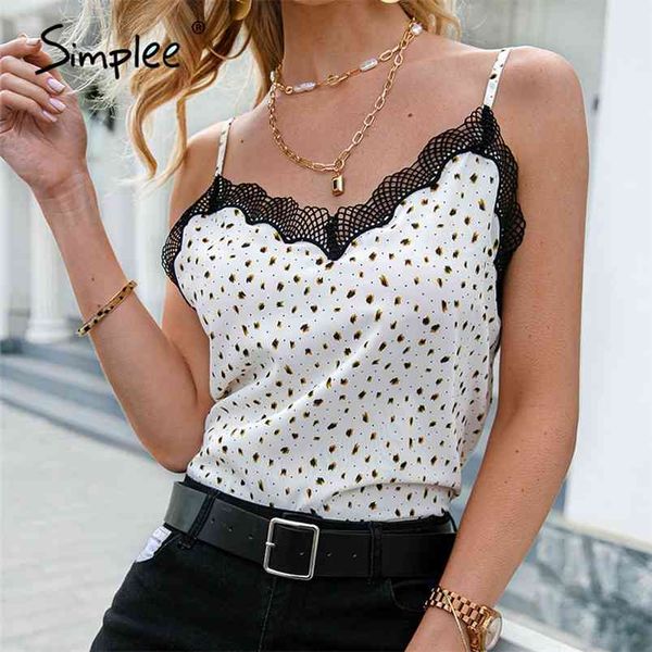 

simplee polka dot lace chiffon women sling chic summer stitching suspender basic fashion casual sling for ladies 210407, White