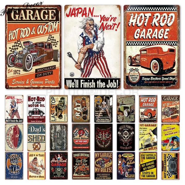 

metal painting garage sign plaque vintage tin retro signs man cave wall decor iron