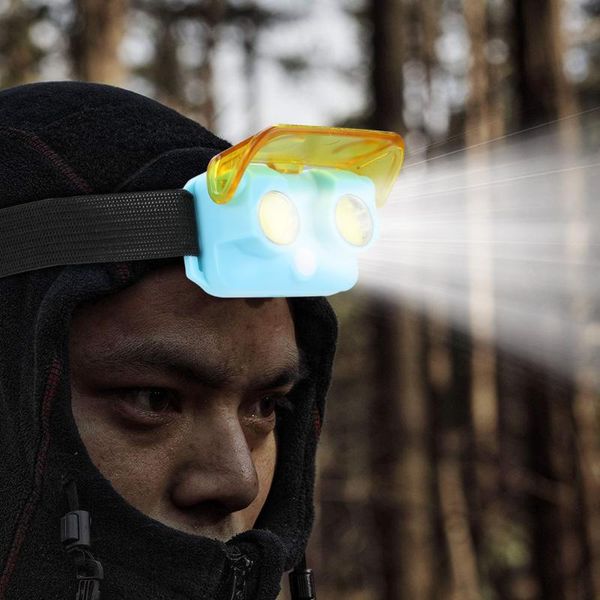 

head lamps portable 2 cob led mini headlamp 3 modes warm white light 3* headlight lantern lamp torch lighting for night fishing