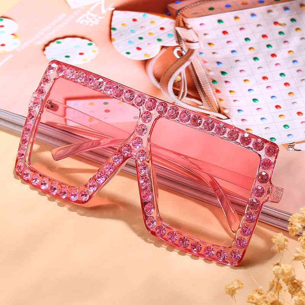

factory direct price retro women oversized square diamond sunglass iced out big frame mens accessories rhinestones shades eyewear sjsj, White;black