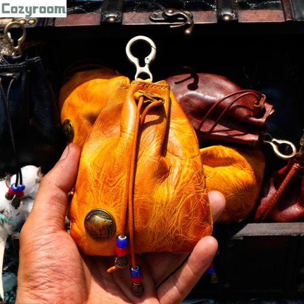 

size 11 x 12cm good quality cowhide leather key / coin earphone smart bag backpack