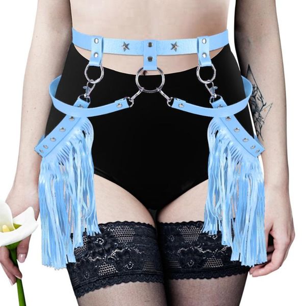 

belts punk goth tassel accessories leather harness fashion belt waist suspender size harajuku dress dance rave costume garters, Black;brown