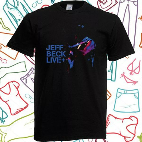 

jeff beck live + music guitarist men's black t-shirt size s to 3xl, White;black