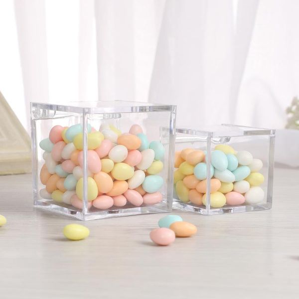 

gift wrap 36pcs square transparent food grade box 6x6cm clamshell small sugar