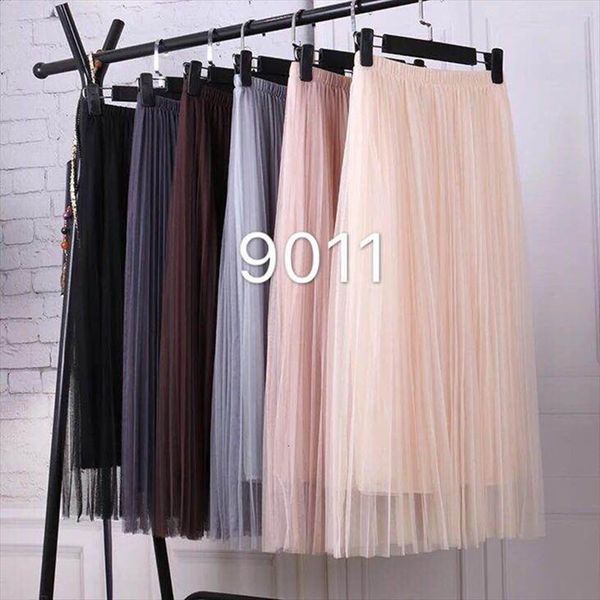 

summer tulle long black beige women skirt pink gray white mesh pleated layers a line girl vacation beach