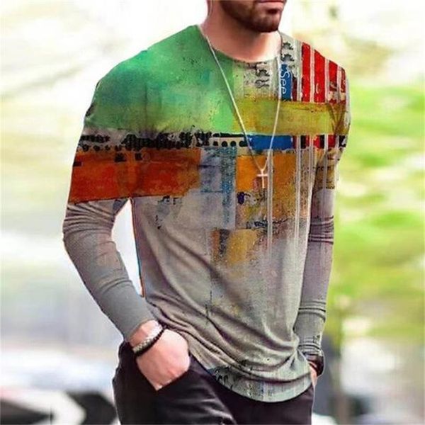 

men's t-shirts 2021 spring fashion tie-dyed long sleeve t shirts men casual slim o-neck pullover tees vintage mens clothing streetwear, White;black