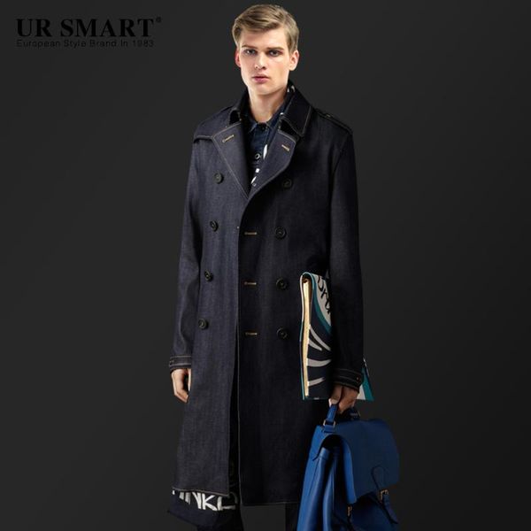 

men's trench coats tothe british ursmart winter waist super long men cowboys windbreaker couples, Tan;black