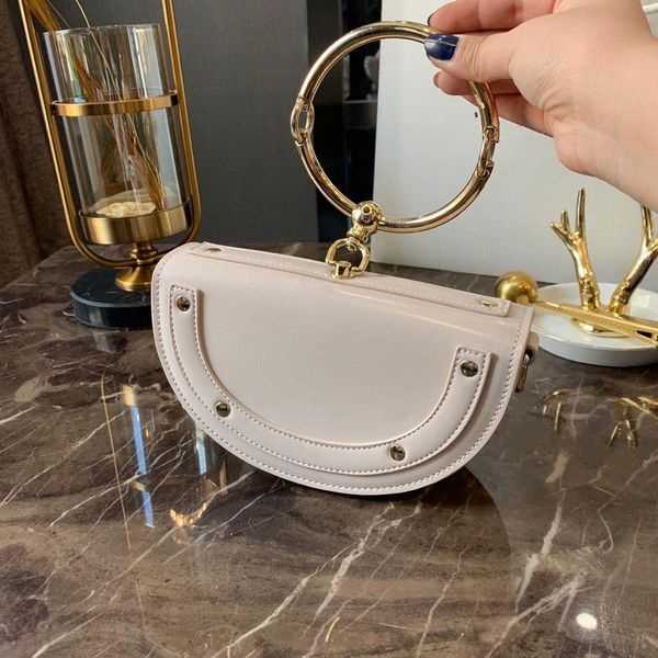 

autumn and winter new leather shoulder messenger bag half moon handbag metal ring saddle nile bracelet women's [with box] dust bag 20x6