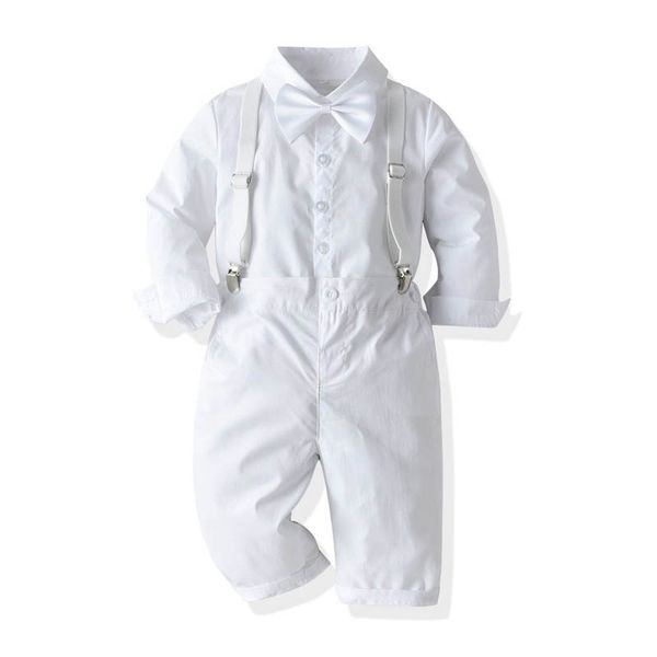 

kids clothing sets boy suit boys outfits children clothes shirt trousers back lead knot multi-piece children's dress performance b9417, White