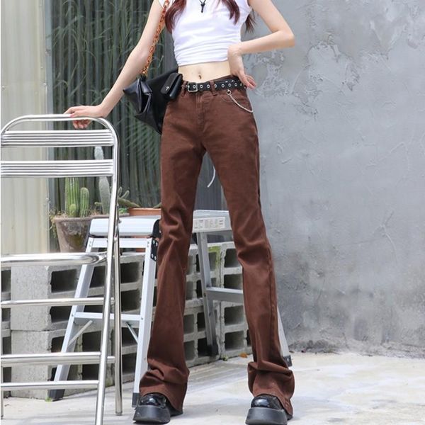 

women's jeans y2k fashion brown flare high waist women retro boyfriend denim pants plus size baggy longer mom streetwear 2021, Blue