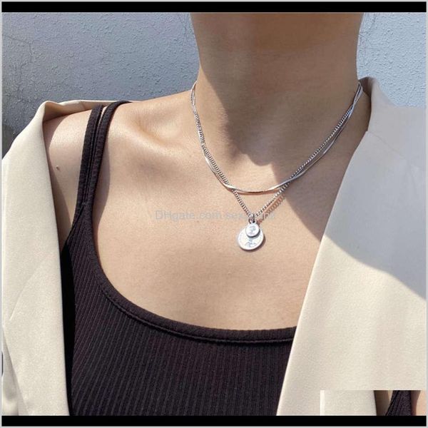 

necklaces & pendants jewelry drop delivery 2021 ins fashion beauty head coin multi layer simple lovers pendant necklace titanium steel does, Silver