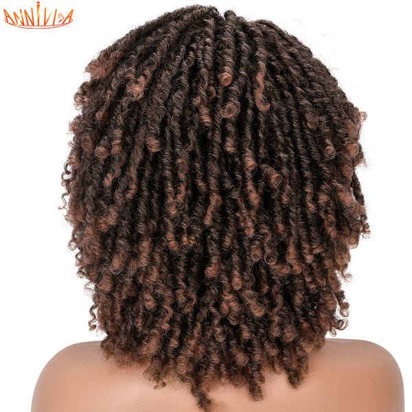 Parrucche sintetiche dreadlock morbido corto per donne nere afro ricci di ricci con scoppi ombre brochet twist peli annuitifactory diretto diretto