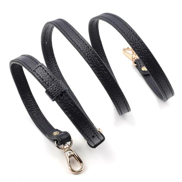 

bag parts & accessories 120*1.2cm durable genuine leather bags strap adjustable replacement crossbody straps gold hardware for women diy, Black