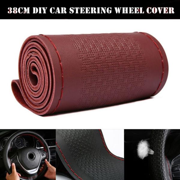 

steering wheel covers 38cm cover anti-slip comfortable cowhide decoration red