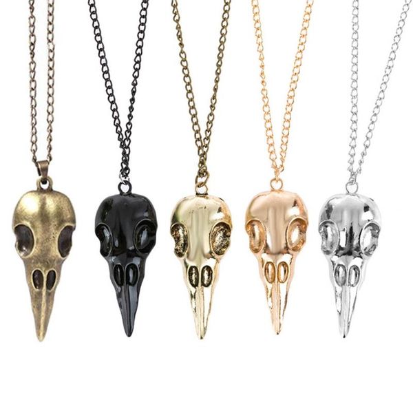 

pendant necklaces black crow gothic necklace victorian witch skull raven, Silver