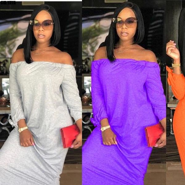 

off shoulder slash neck fashion women dress split side slim long maxi vestidos cx009, Black;gray