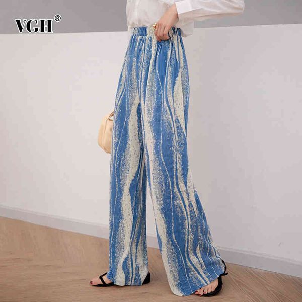 

vgh loose hit color wide leg pants for women high waist straight casual patchwork trouser female fashion new clothing tide 210421, Black;white