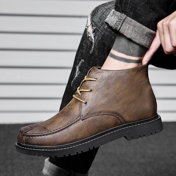 

big size high-men casual leather shoes brand mens fashion shoes men casual shoes designer men flats male leather, Black