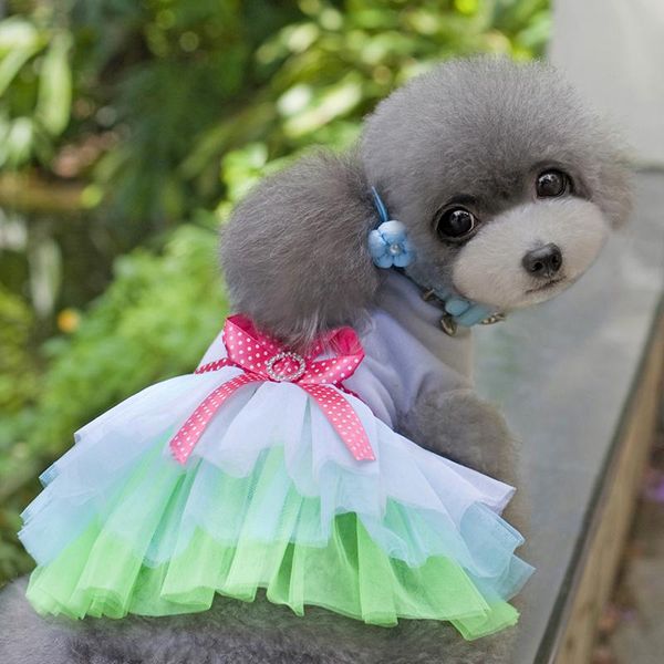 

dog apparel pet clothes dress lips sweetheart yarn skirt multi-layer puffy