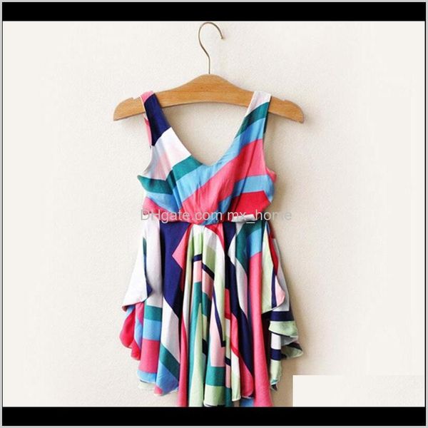 

baby clothing baby maternity drop delivery 2021 girls rainbow stripe dress vest sleeveless 80percent cotton onepiece dresses fashion kids su, Red;yellow