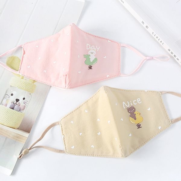 

children's mask small lovely fresh pure color printing rabbit student warm dust adjustable
