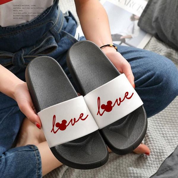 Hausschuhe Liebe Maus Kopf 2021 Weibliche Harajuku Casual Sandalen Und Urlaub Schuhe Flip-Flops Frauen