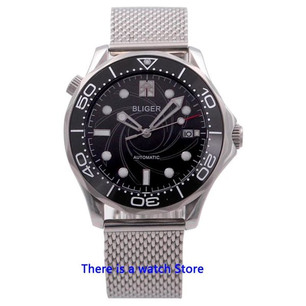 

wristwatches 41mm black dial miyota automatic men watch sapphire crystal luminous waterproof date function mechanical wristwatch, Slivery;brown